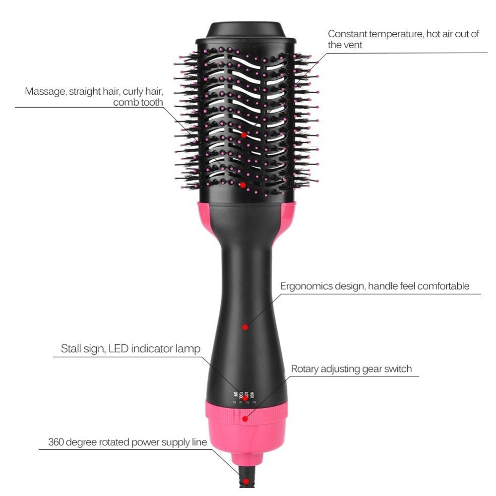 2-in-1 Rotating Hot Air Brush & Hair Dryer