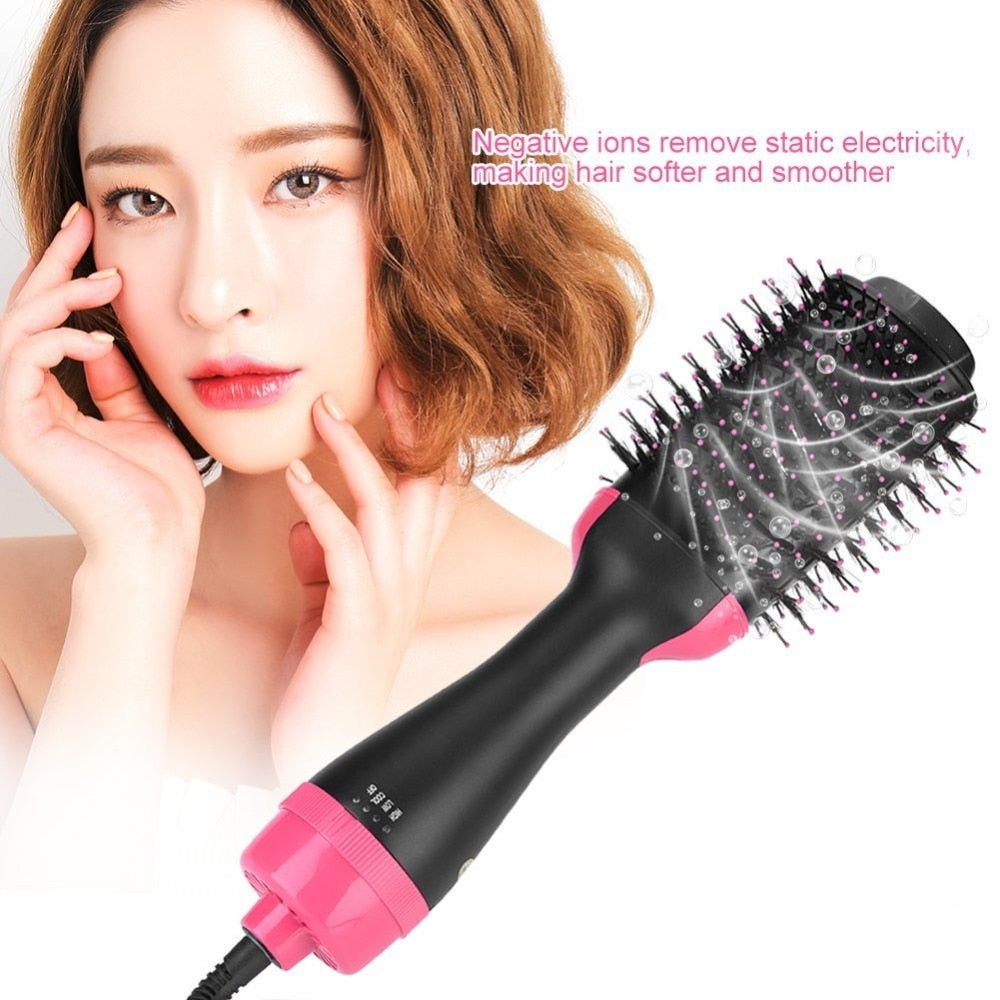 2-in-1 Rotating Hot Air Brush & Hair Dryer
