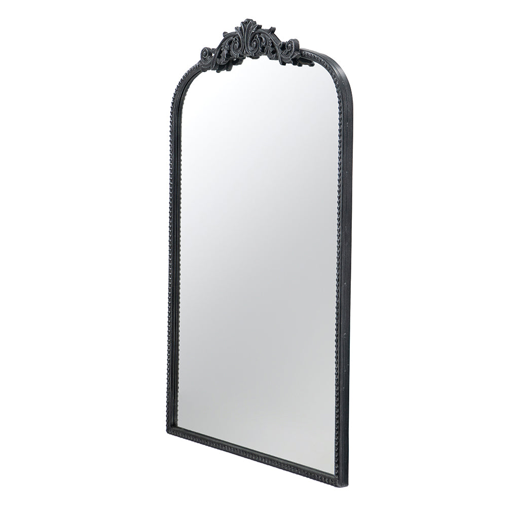Baroque Grand Wall Mirror with Black Matte Iron Frame - Black