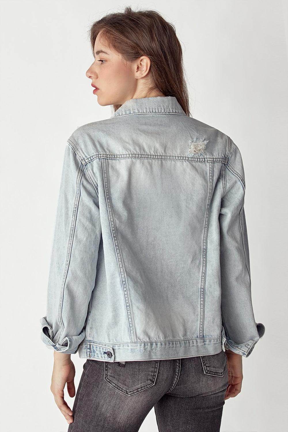 RISEN Distressed Button Up Jacket for Edgy Style