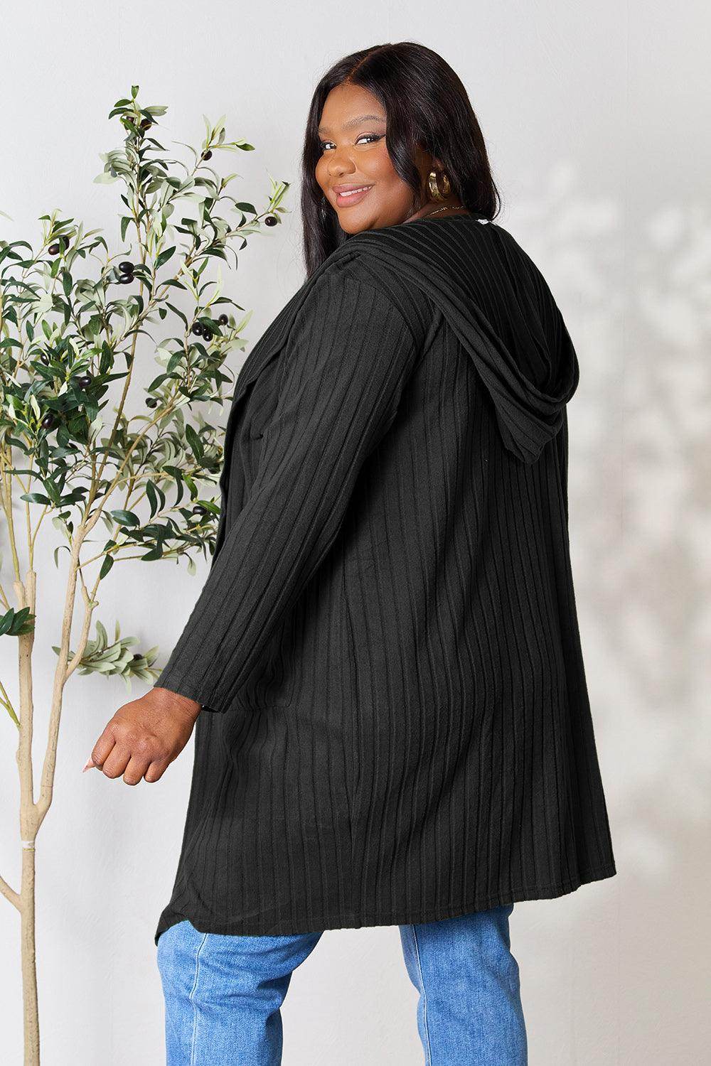 Basic Bae Full Size Hooded Sweater Cardigan for Women