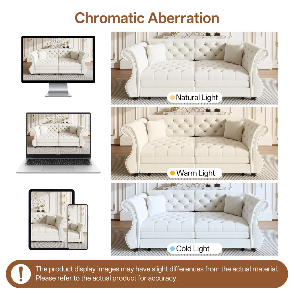Oversized Chesterfield Pull Out Sofa Bed, Roll Arm Couch