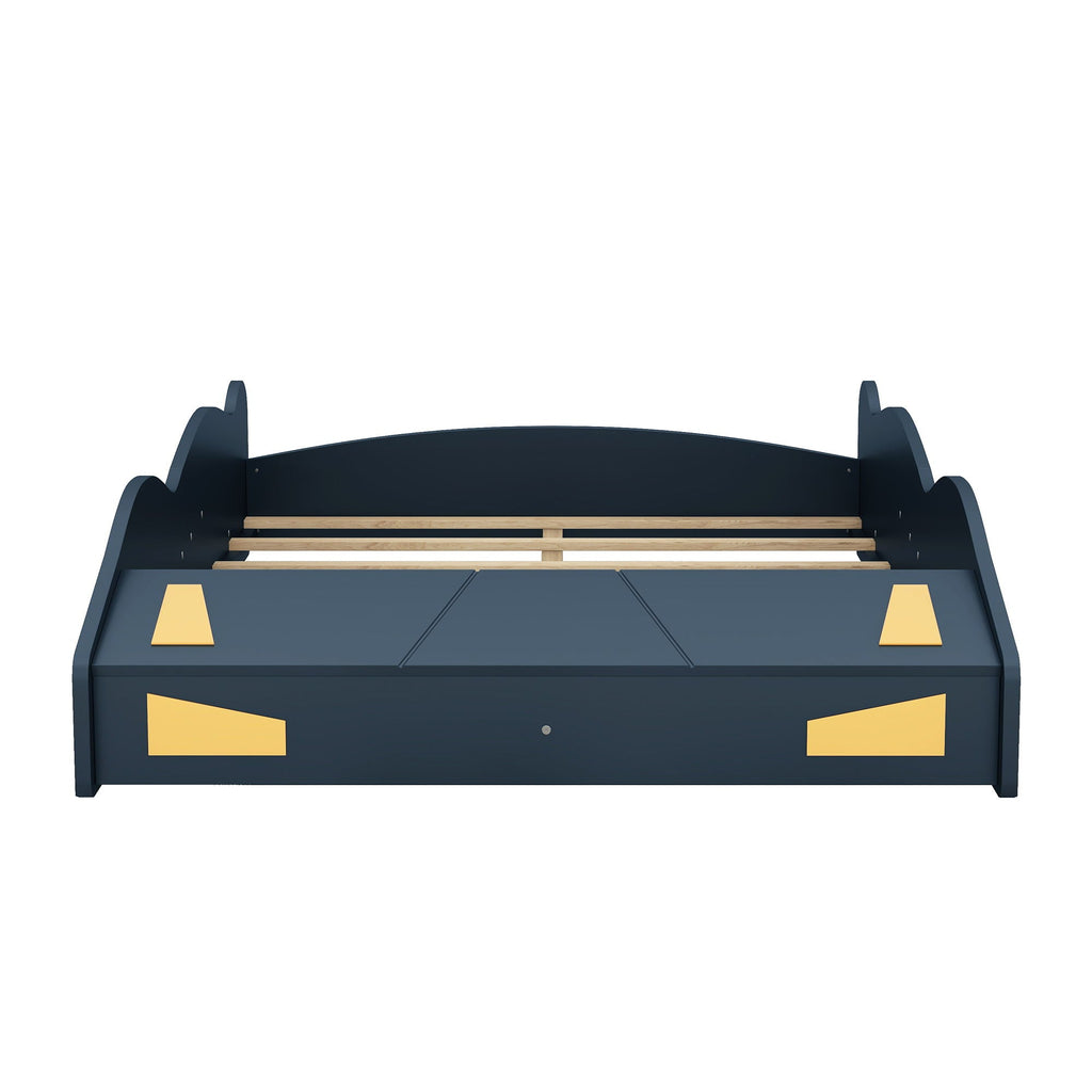 Race Car Platform Bed with Storage and Wheels - Black or Blue