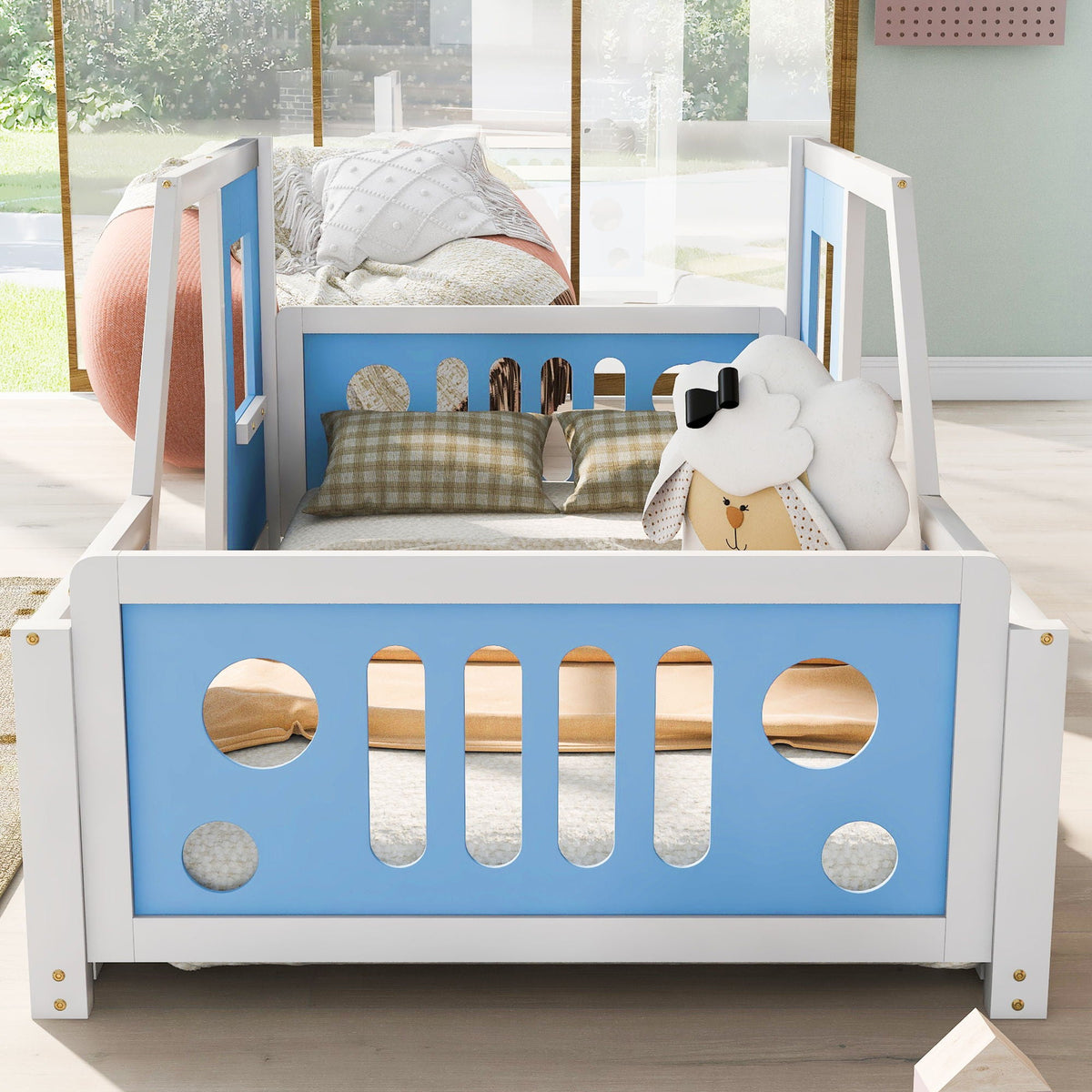 Classic Car Shaped Platform Bed with Wheels - Twin or Full Size