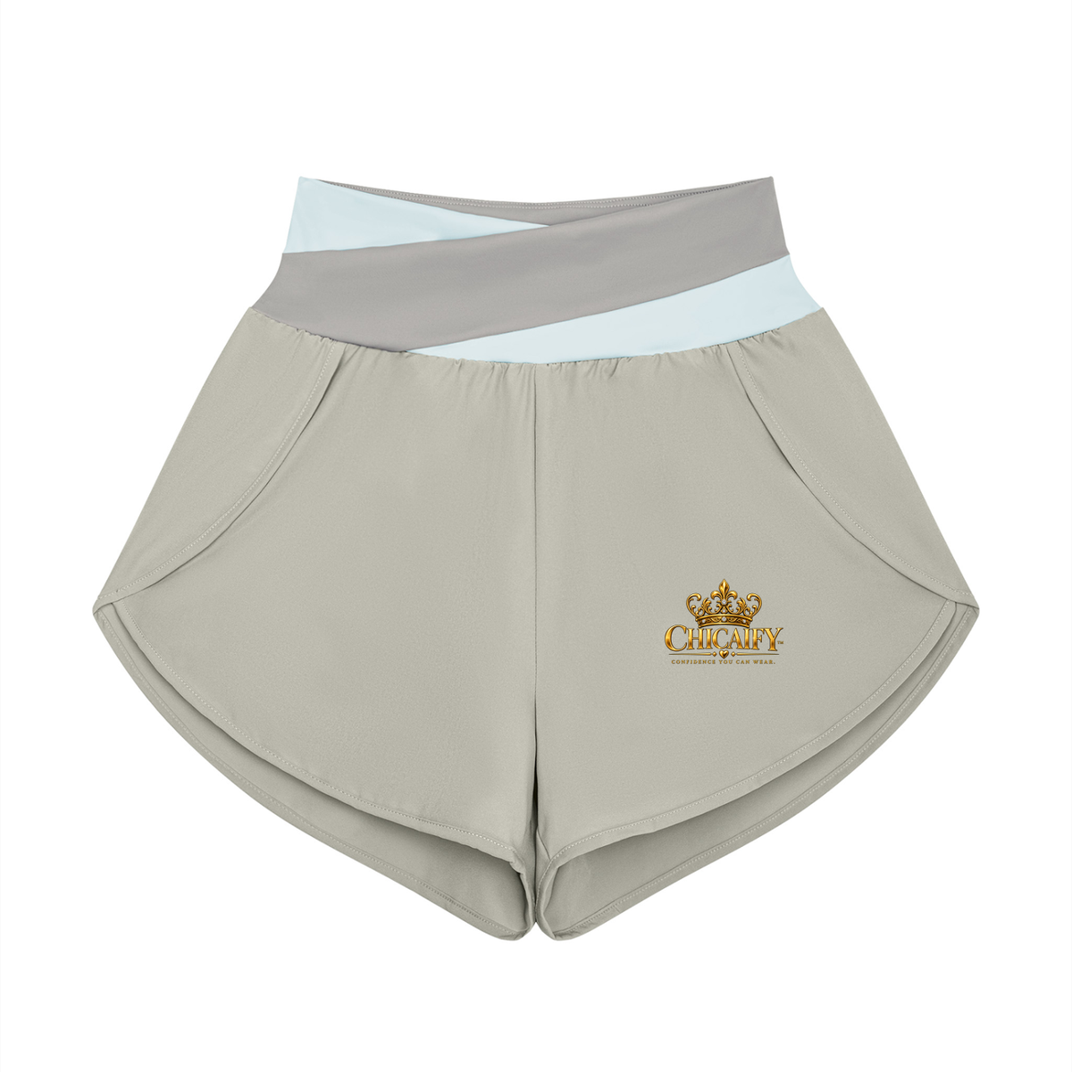 Chicaify Active Cross-Waist Performance Shorts Women’s Yoga Panelled Shorts