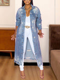 Chic Long Sleeve Raw Hem Denim Jacket for Stylish Women
