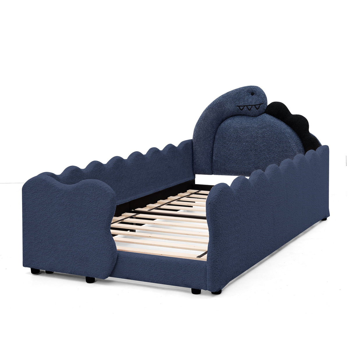 Dinosaur Shaped Toddler Bed with Safety Guardrail - Twin Upholstered Bed