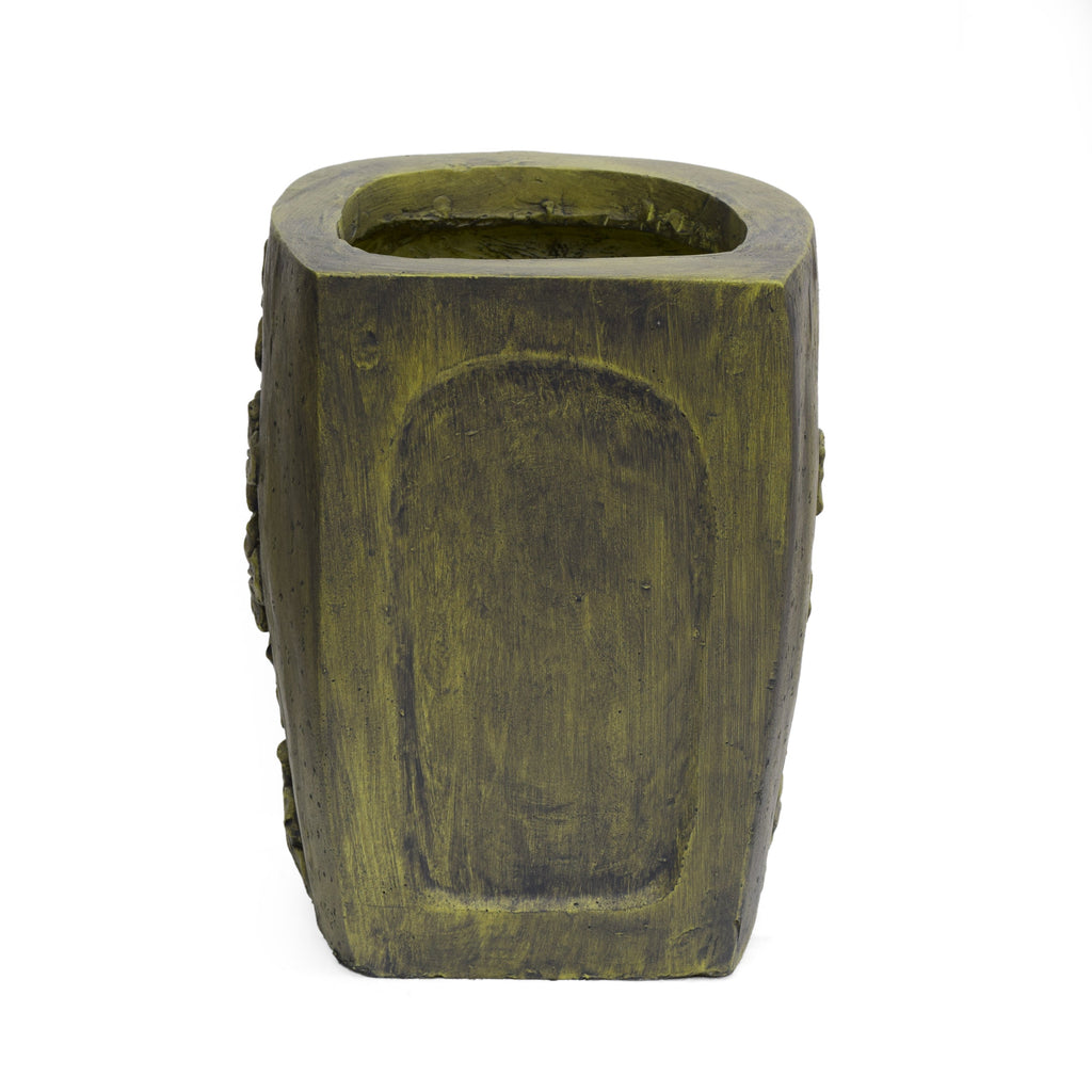 Garden Urn Planter with Carved Detail - Antique Green