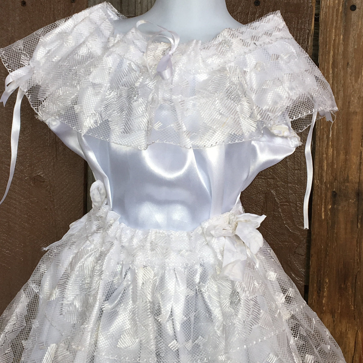 Mexican Chiapaneca Dress for Girls White/White