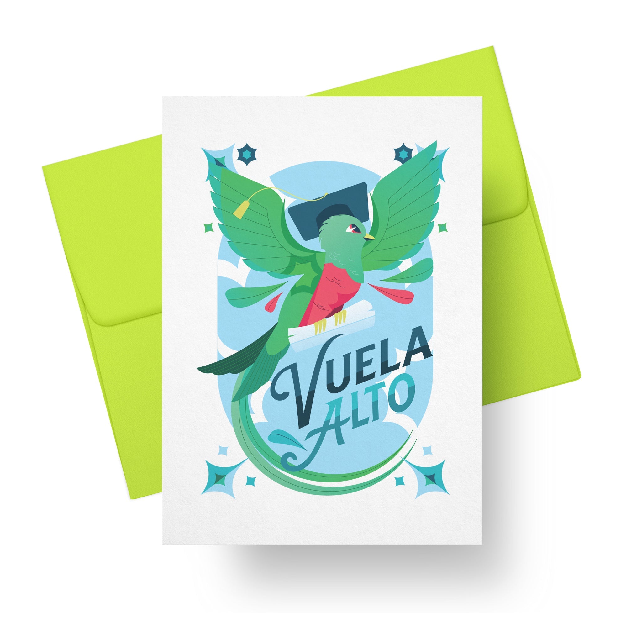 Graduation Card – Vuela Alto (Quetzal Bird Design)