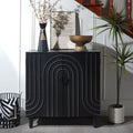 Modern Black Wood Storage Cabinet with Decorative Door - Black