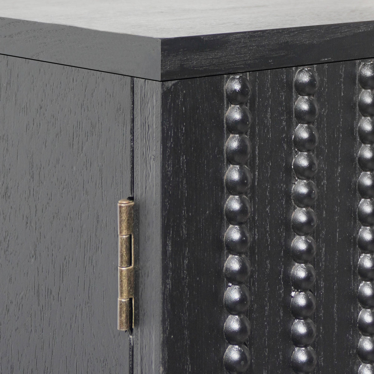 Modern Black Wood Storage Cabinet with Decorative Door - Black