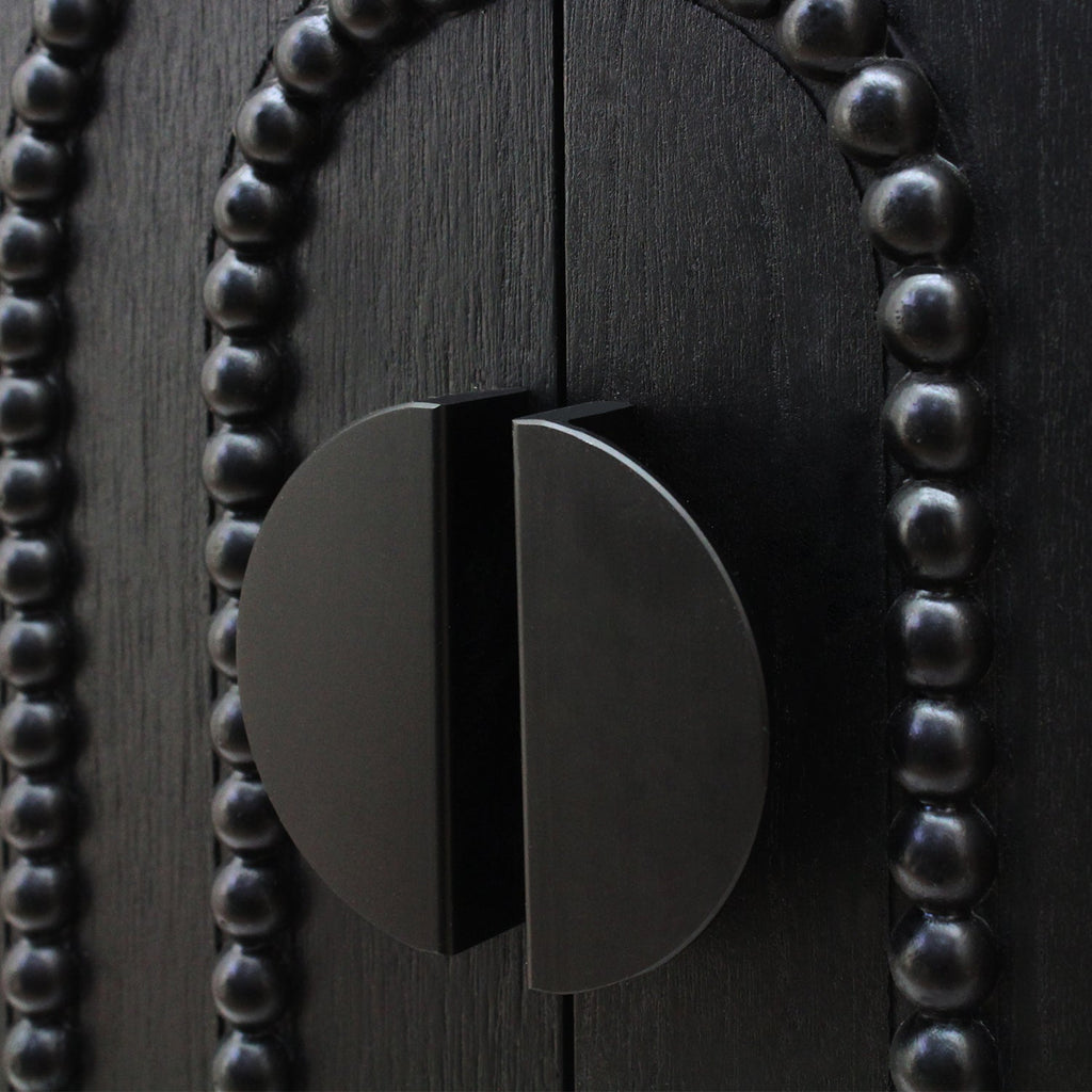 Modern Black Wood Storage Cabinet with Decorative Door - Black