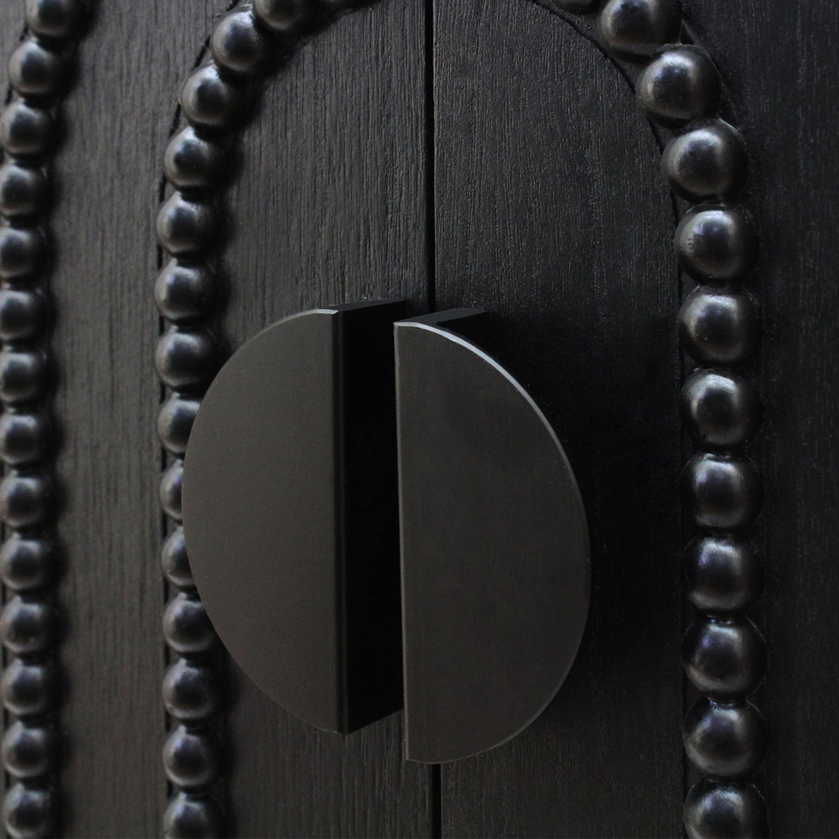 Modern Black Wood Storage Cabinet with Decorative Door - Black