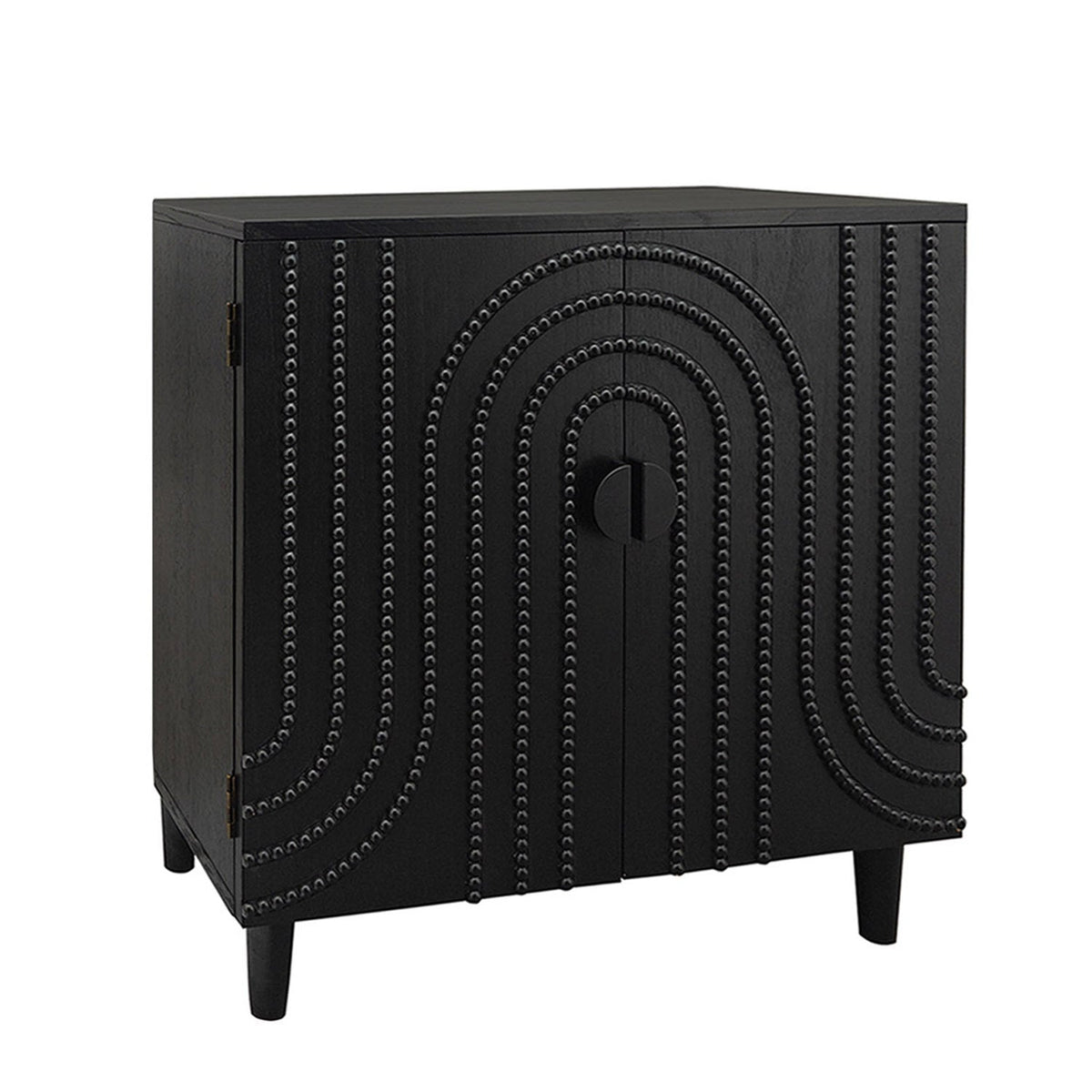 Modern Black Wood Storage Cabinet with Decorative Door - Black