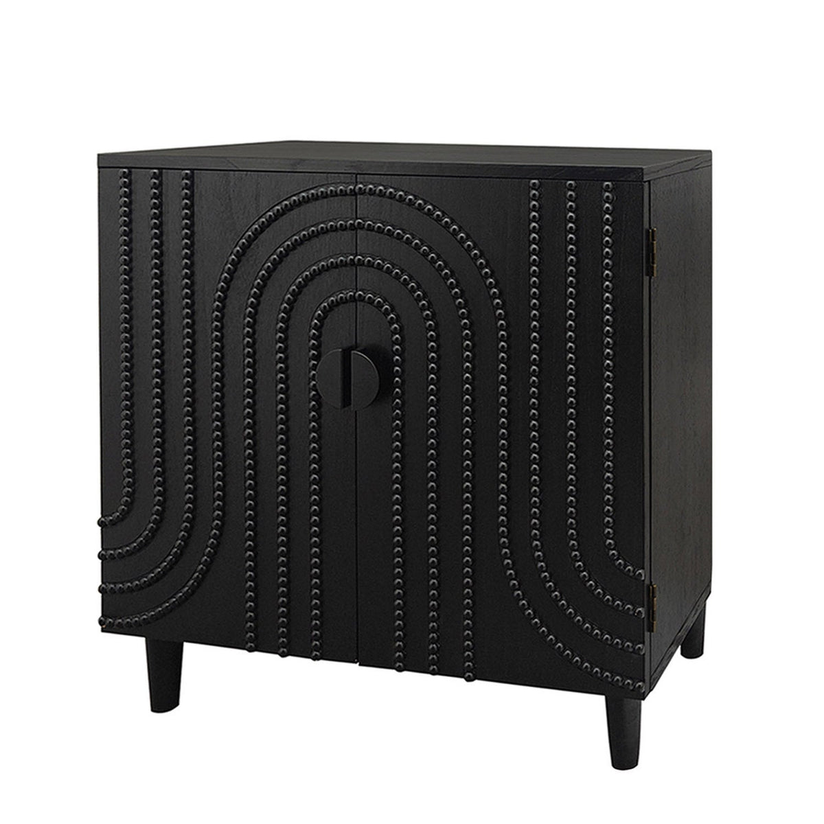 Modern Black Wood Storage Cabinet with Decorative Door - Black