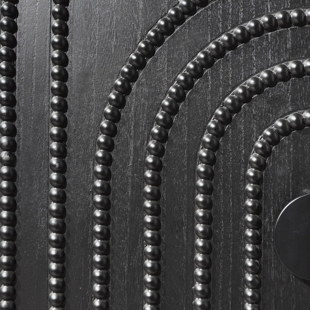 Modern Black Wood Storage Cabinet with Decorative Door - Black