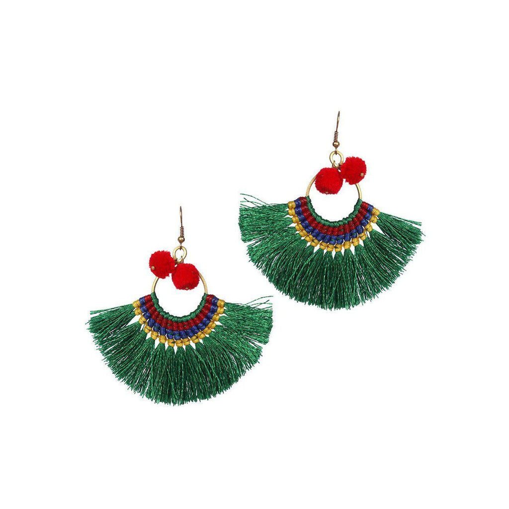 Half Moon PomPom Earrings - Thailand