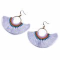 Half Moon Tassel Earrings with Wax String - Thailand
