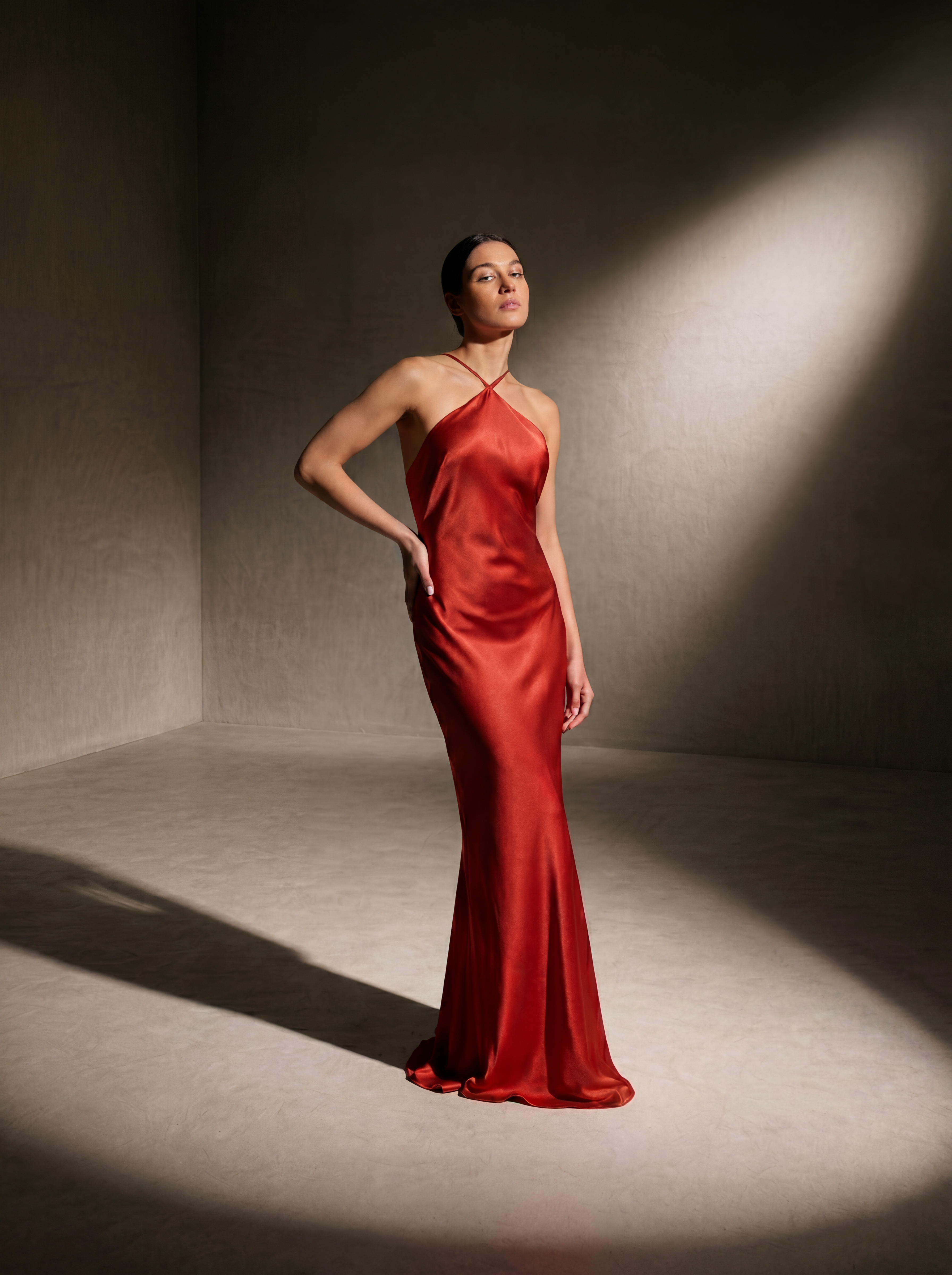 Silk Diamond Gown - Cayenne