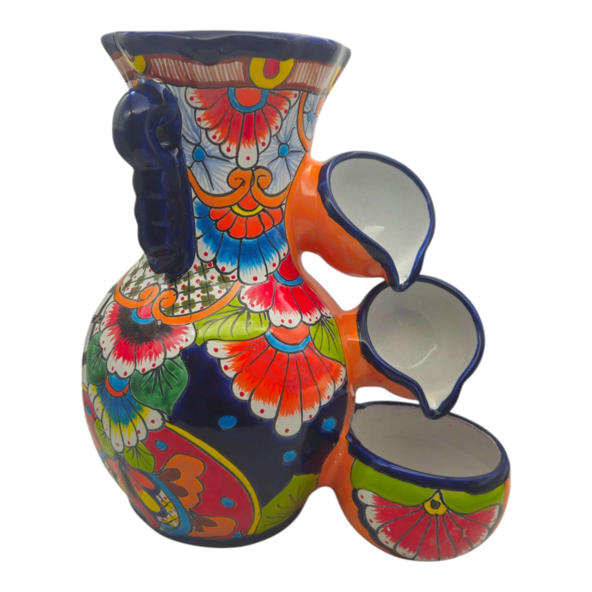 Handmade Blue Rim Talavera Fountain | Mexican Ceramic Art