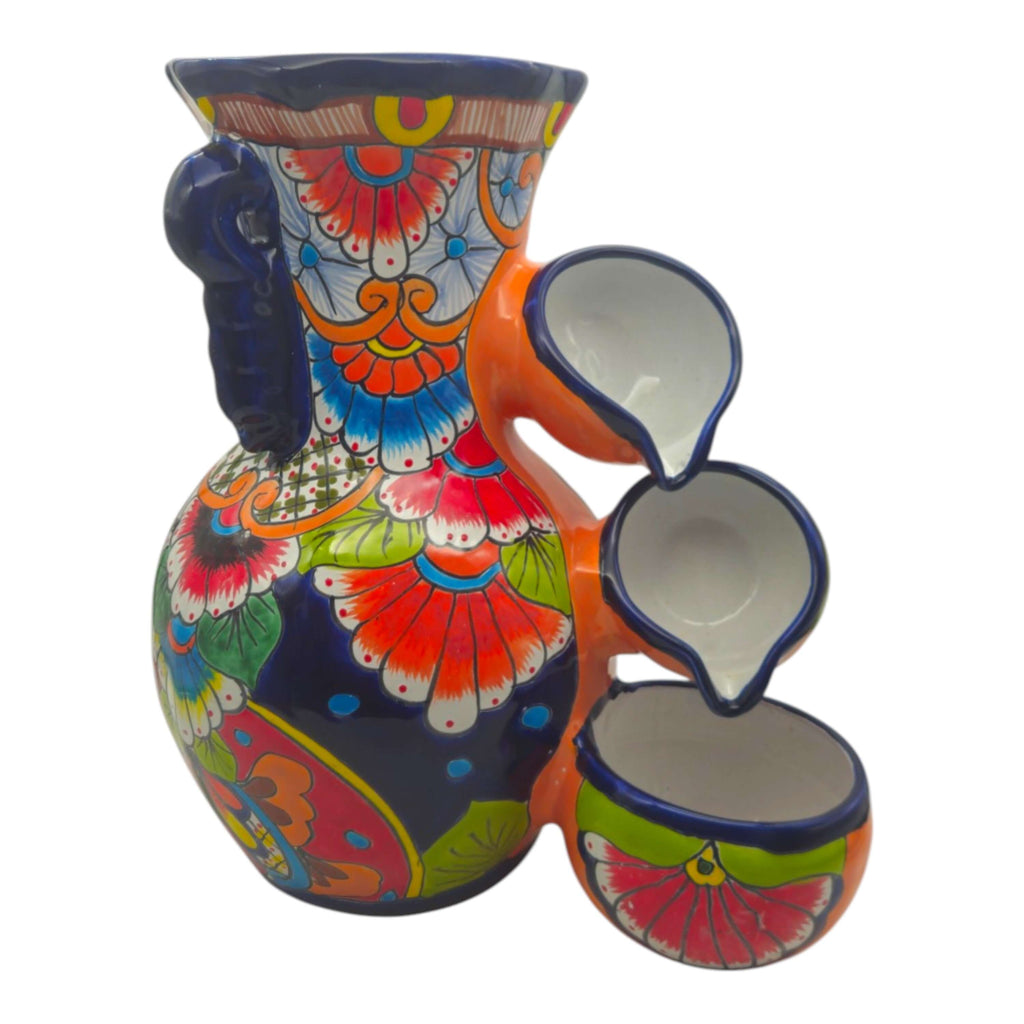 Handmade Blue Rim Talavera Fountain | Mexican Ceramic Art