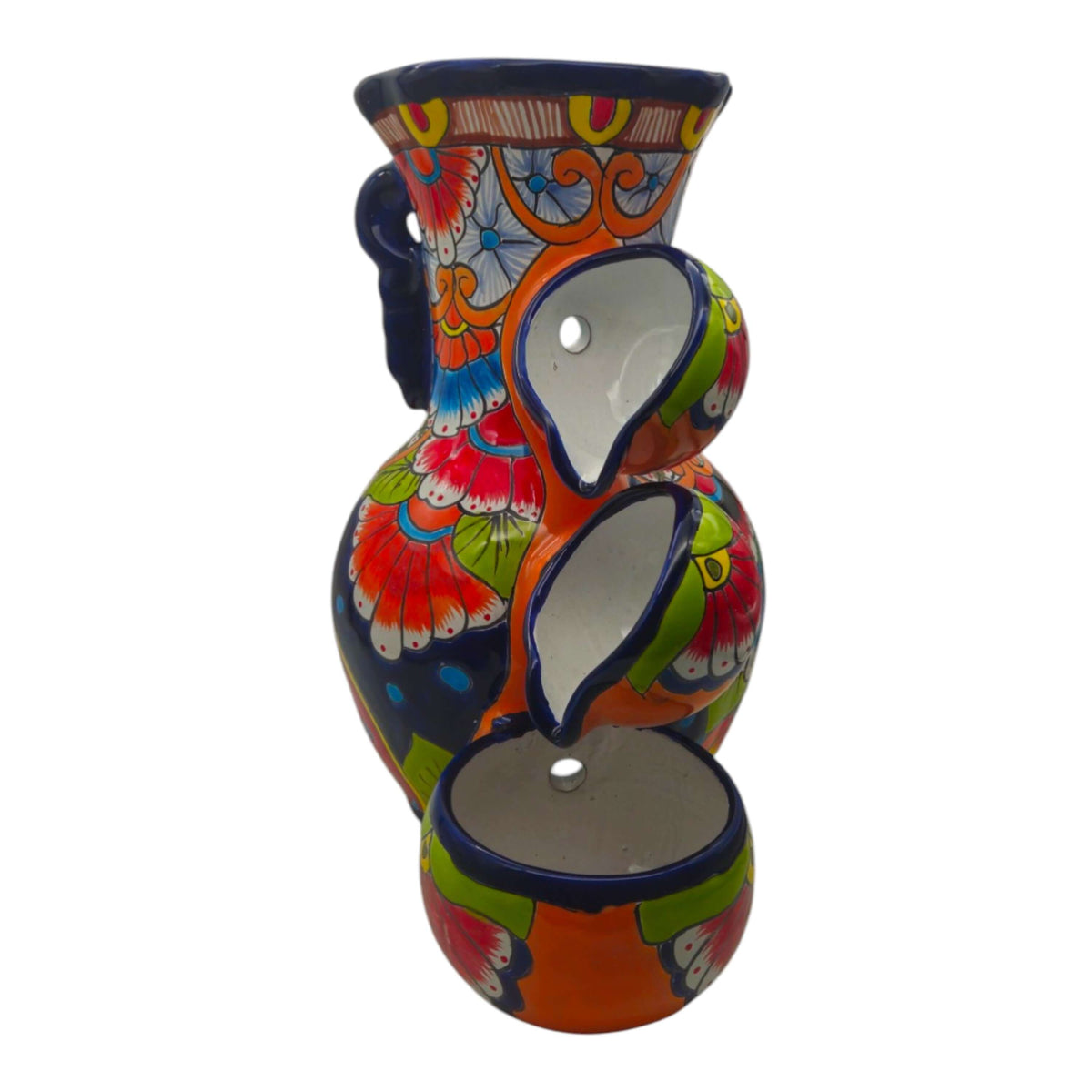 Handmade Blue Rim Talavera Fountain | Mexican Ceramic Art