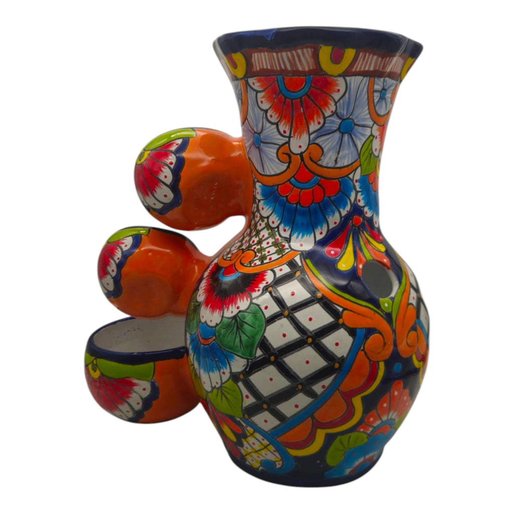 Handmade Blue Rim Talavera Fountain | Mexican Ceramic Art