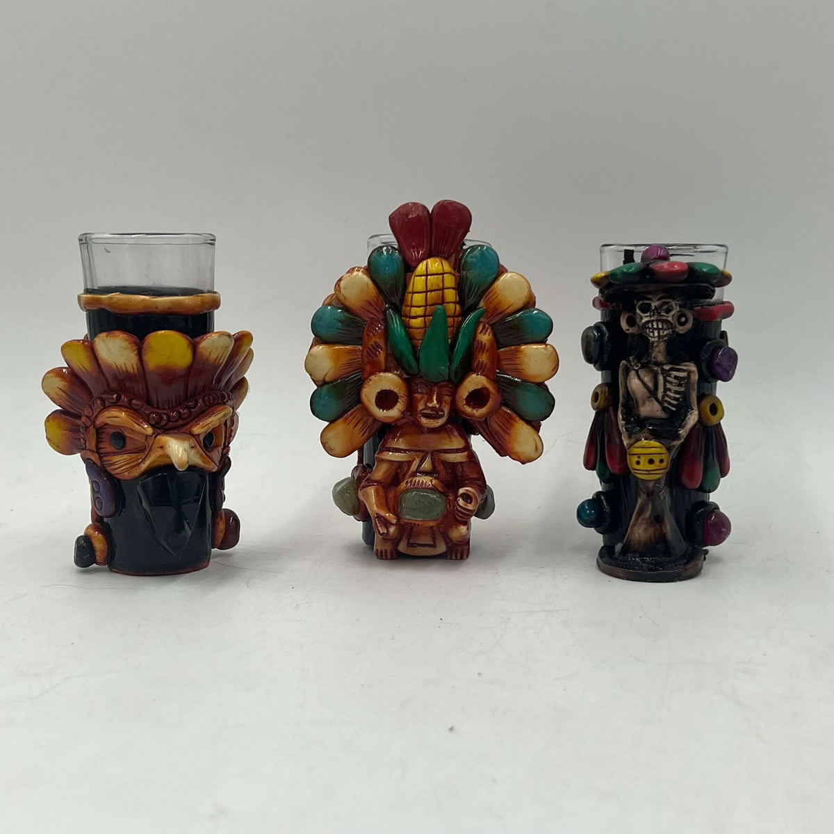 Handmade Mexican Shot Glass | Aztec Warrior Design