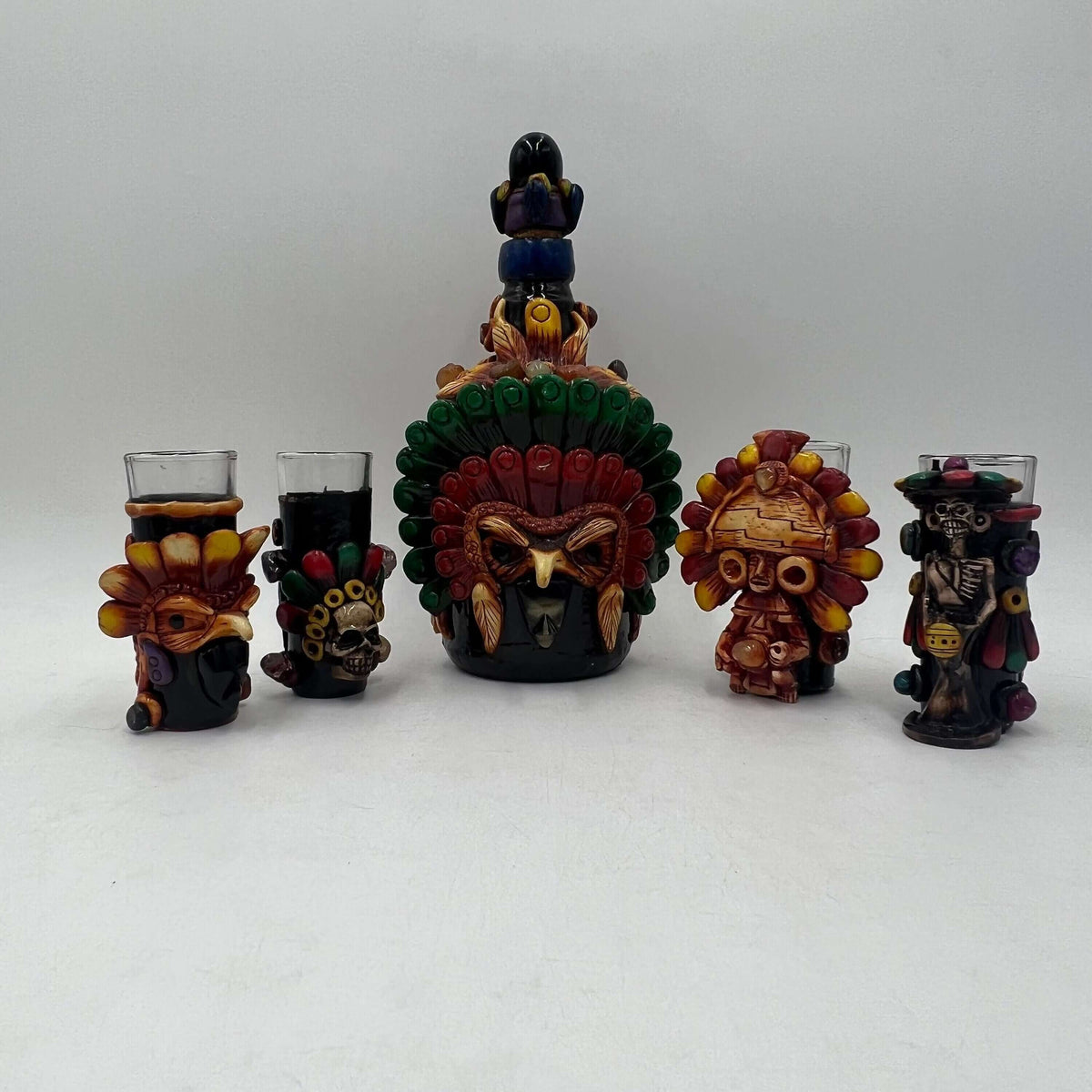 Handmade Mexican Shot Glass | Aztec Warrior Design