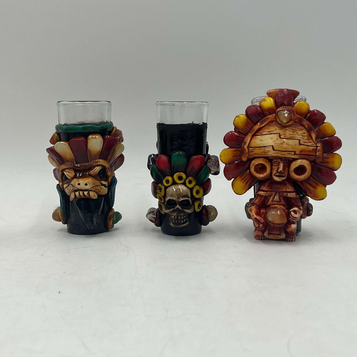 Handmade Mexican Shot Glass | Aztec Warrior Design