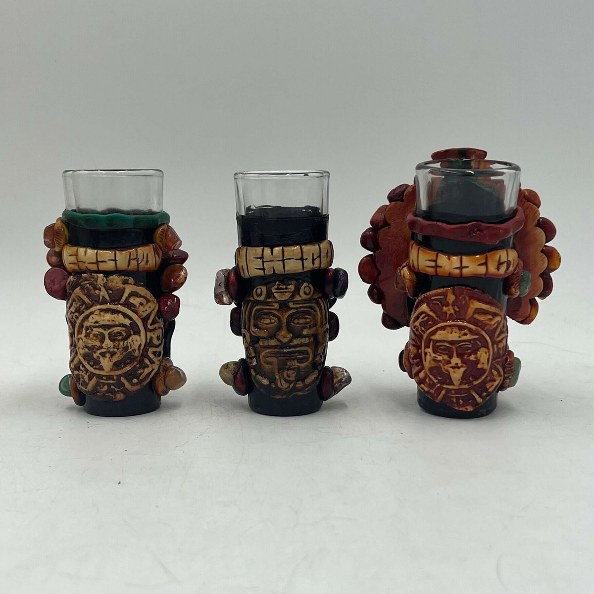 Handmade Mexican Shot Glass | Aztec Warrior Design