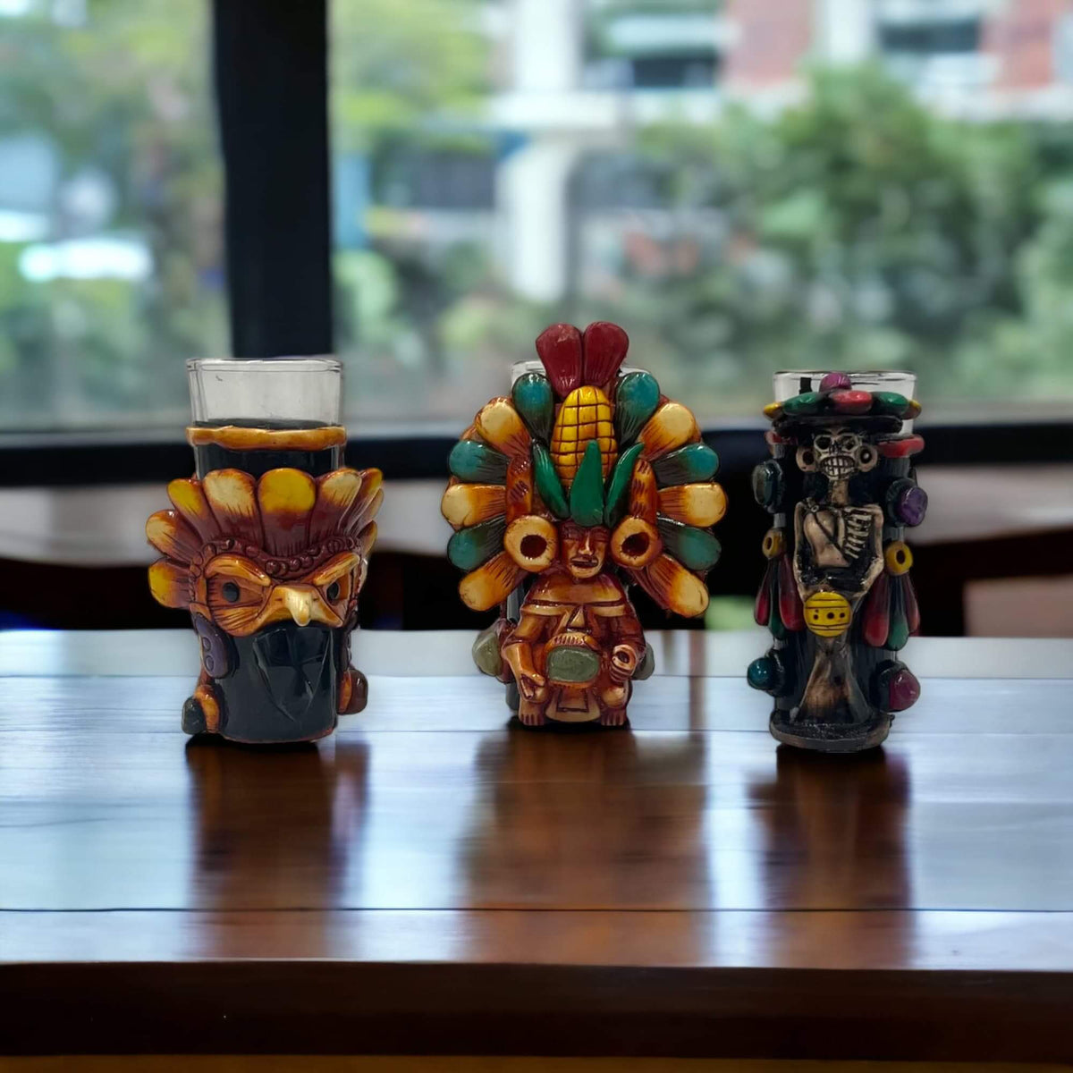 Handmade Mexican Shot Glass | Aztec Warrior Design