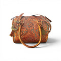 Turquoise and Tan Speedy Western Genuine Leather Barrel Bag Purse by Double B