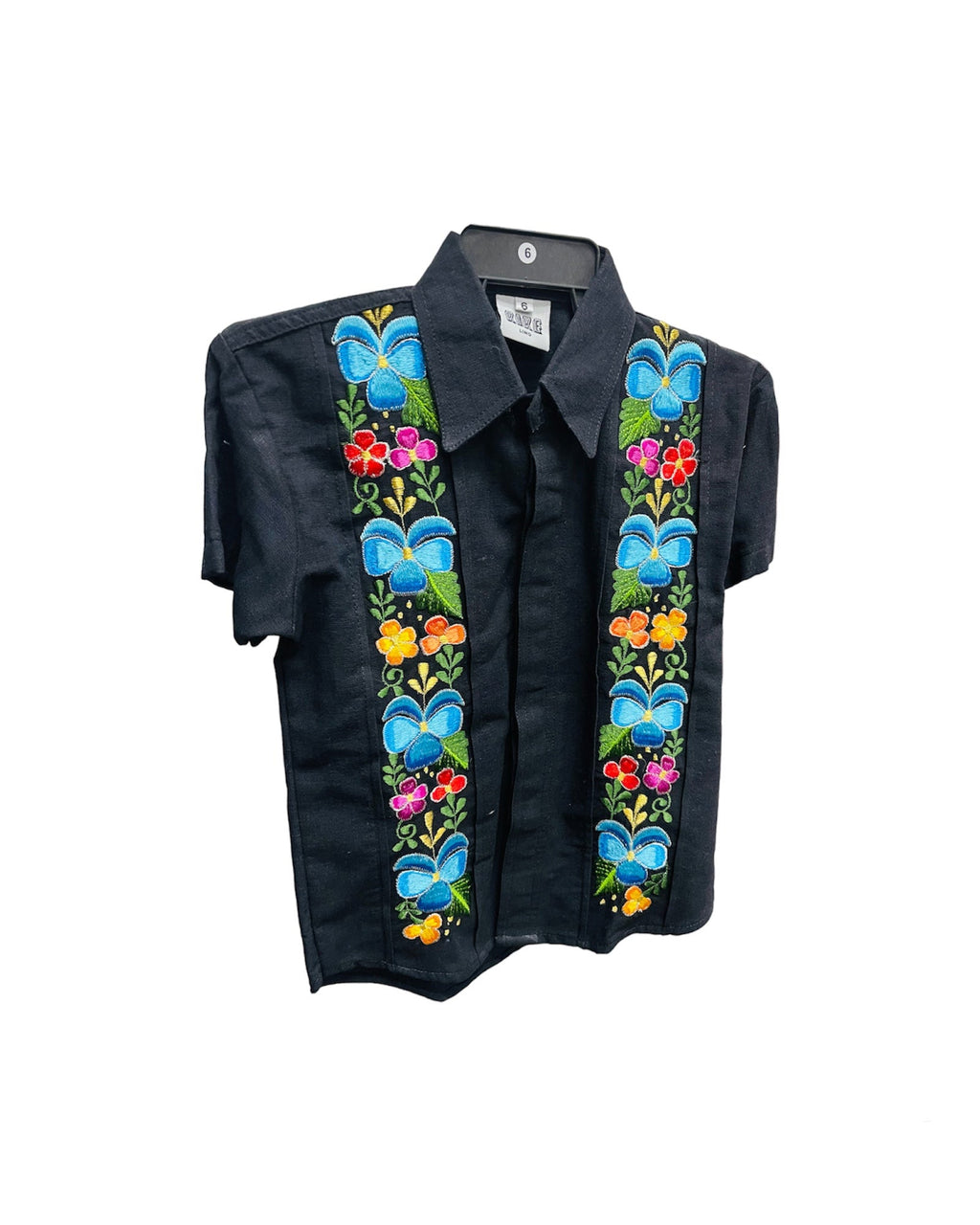 Boys Guayabera Floral Black