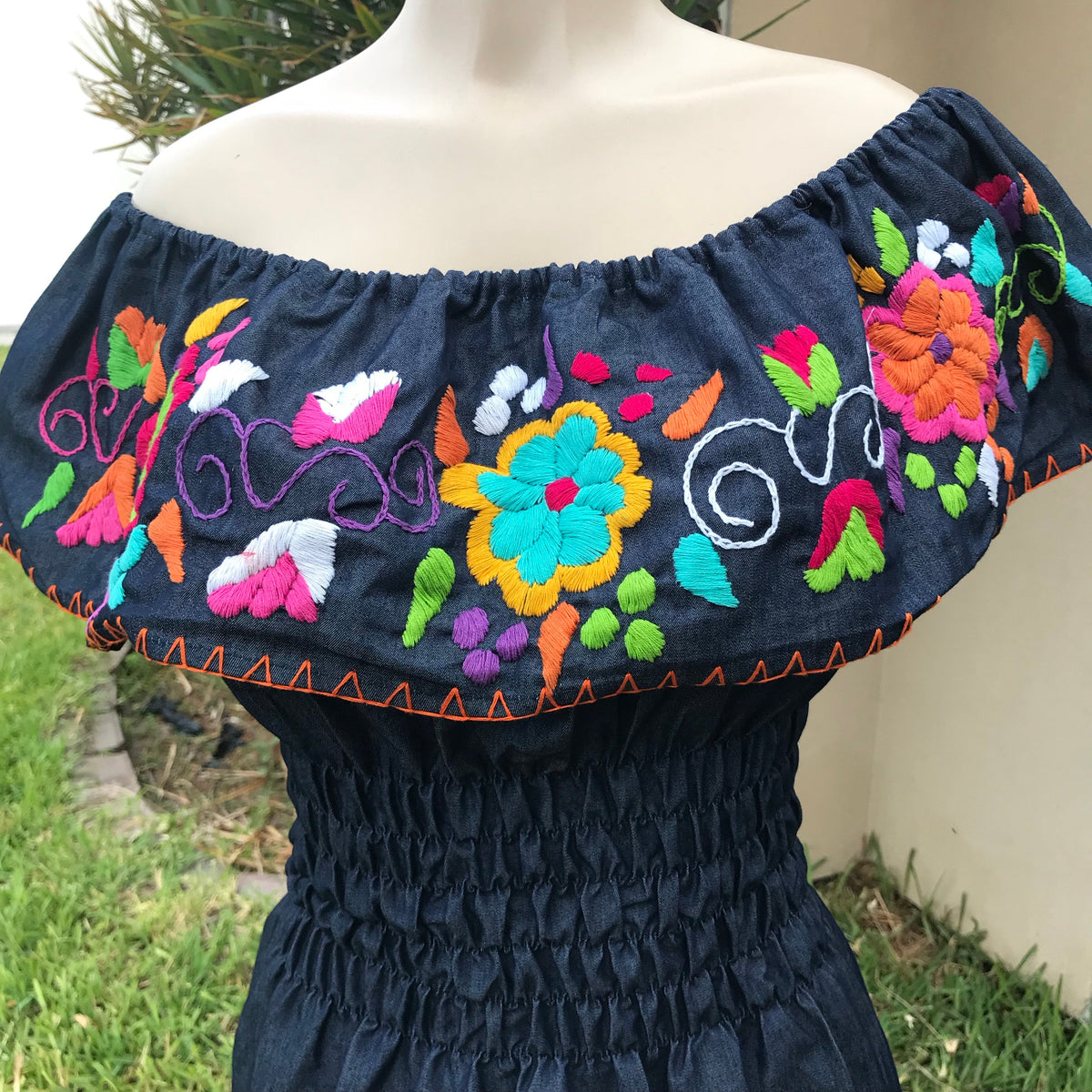 Viridiana Off the Shoulder Denim Dress