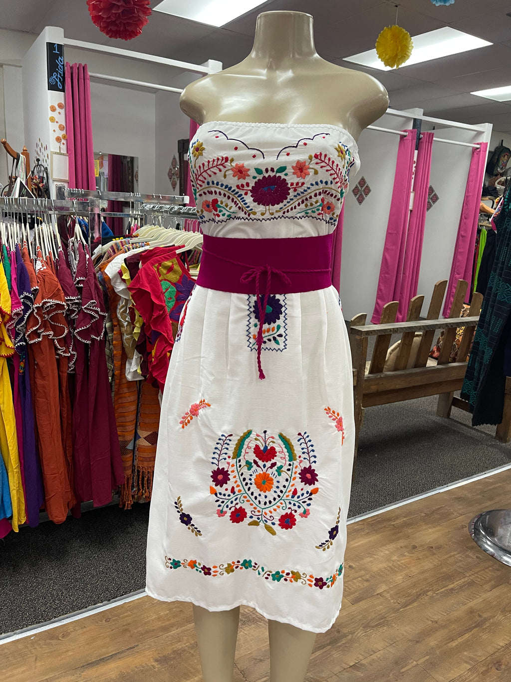 Strapless Mexican Dress White