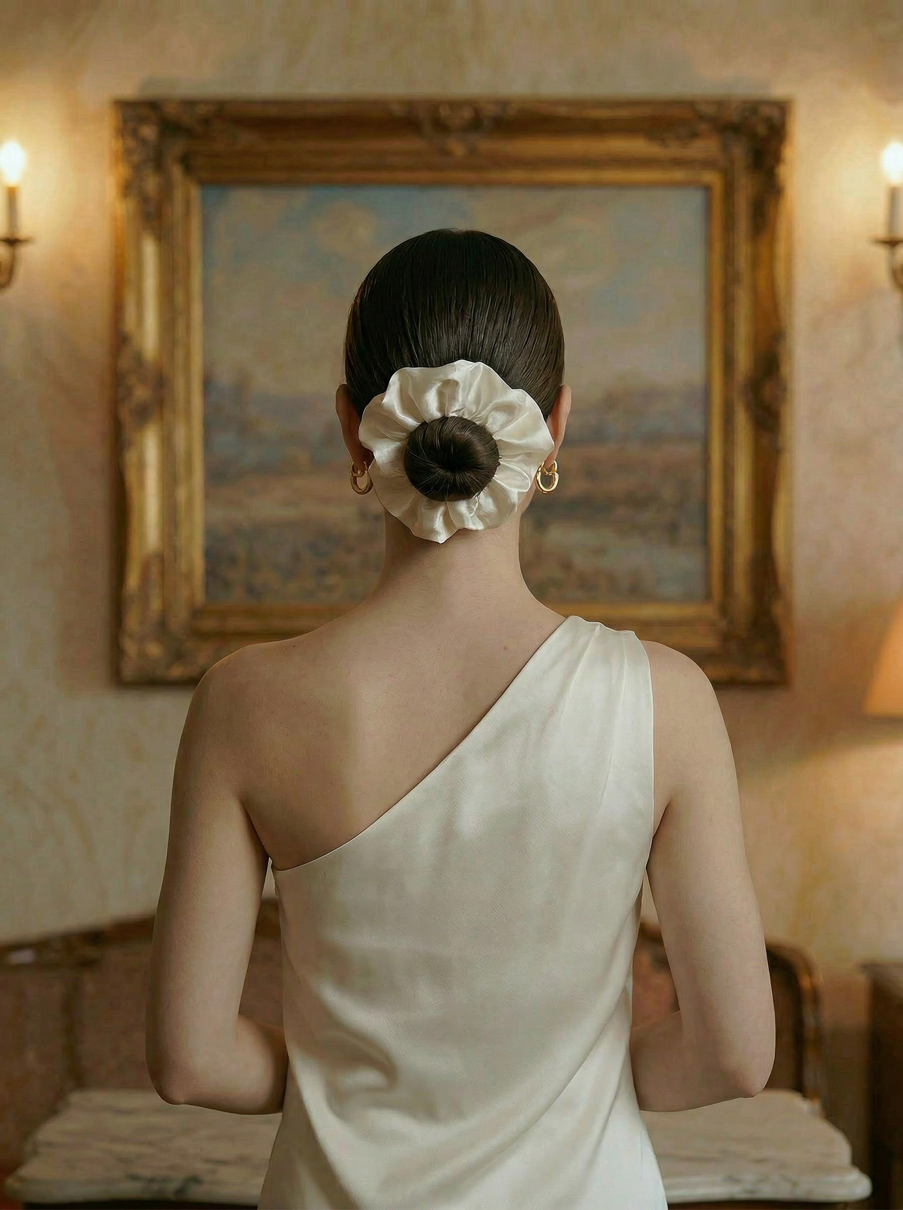 Ivory Silk Scrunchie