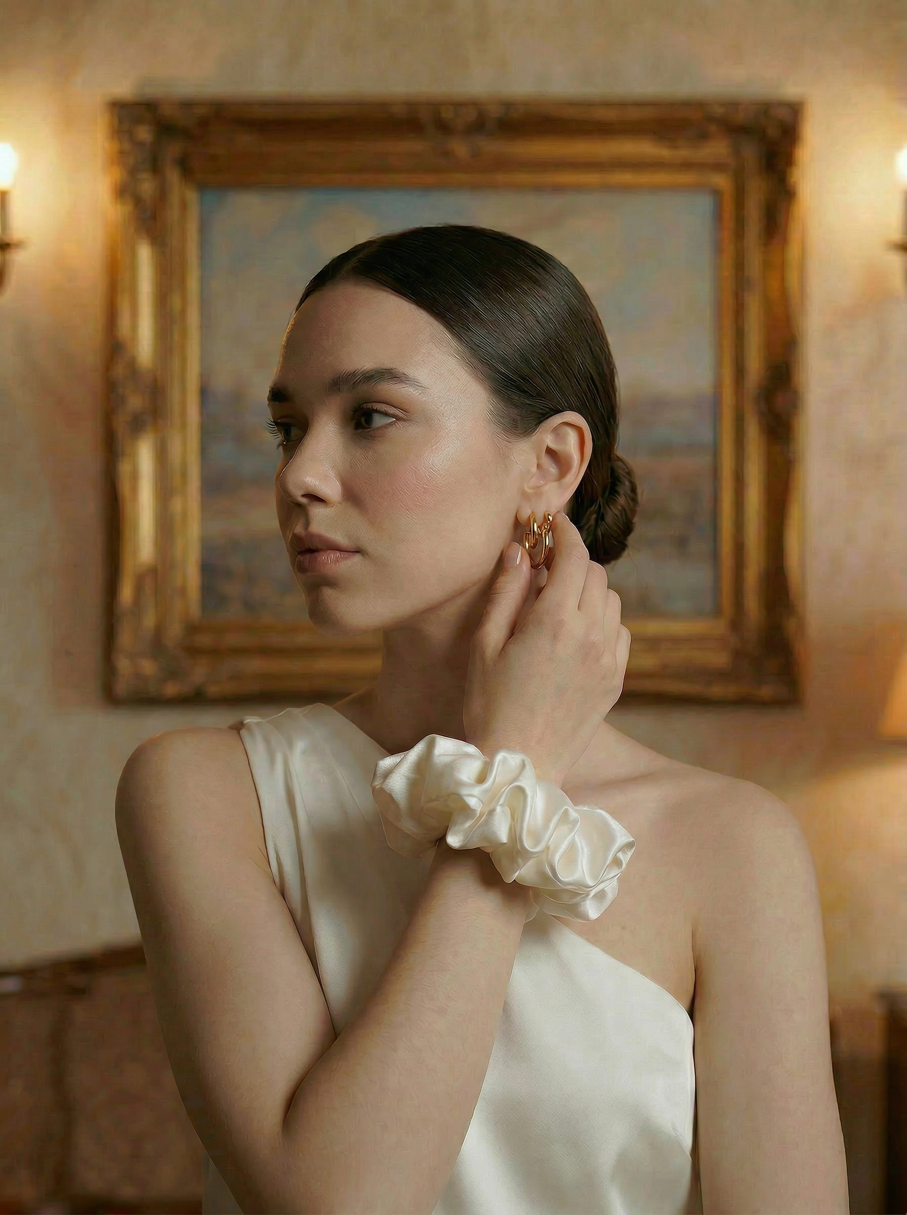 Ivory Silk Scrunchie
