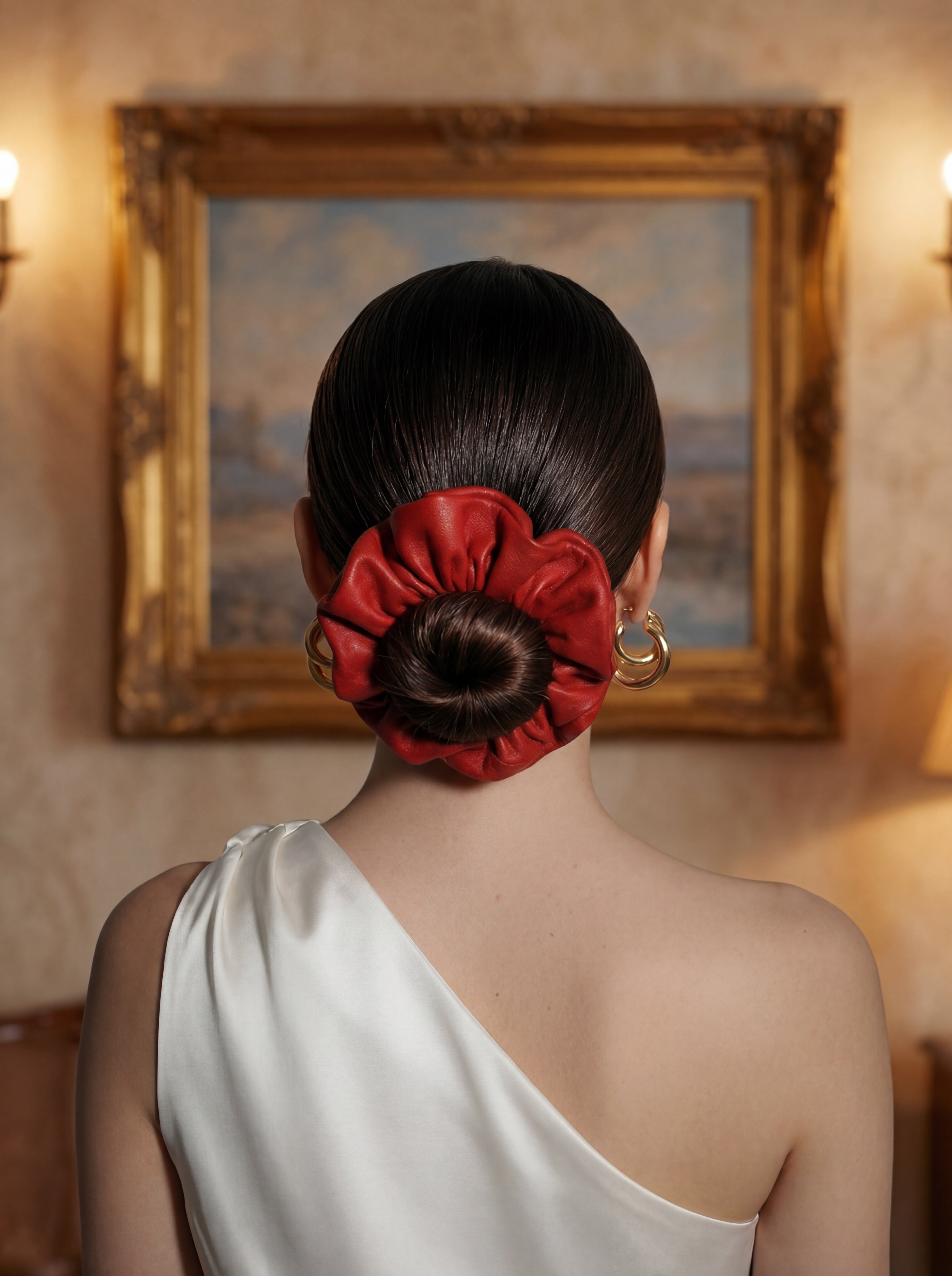 Red Genuine Leather Scrunchie
