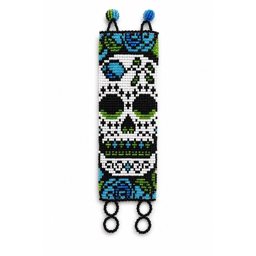 Sugar Skull Catrina Wide Seed Bead Bracelet - Guatemala