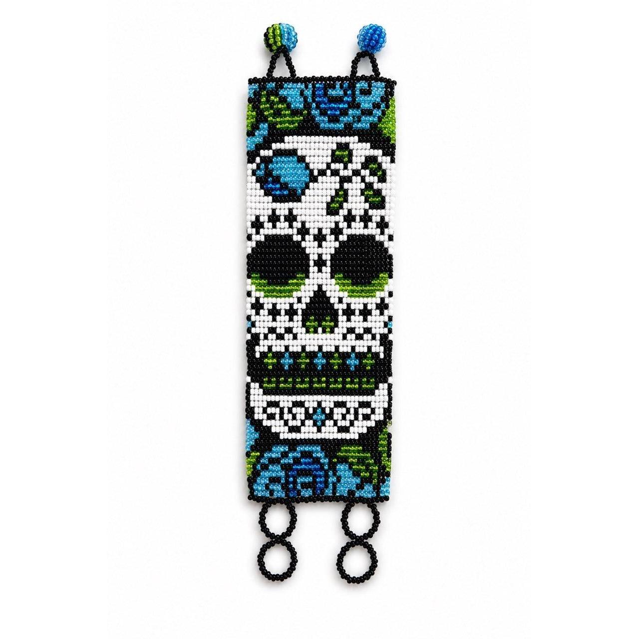Sugar Skull Catrina Wide Seed Bead Bracelet - Guatemala