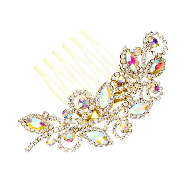 Marquise Stone Accented Rhinestone Hair Comb