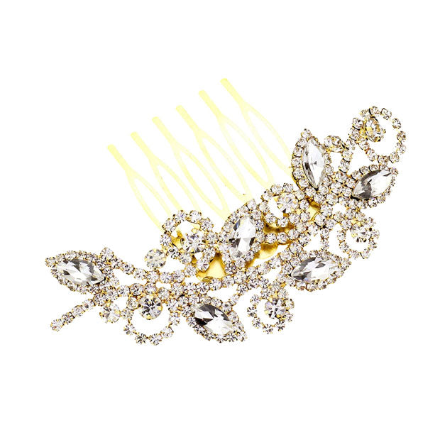 Marquise Stone Accented Rhinestone Hair Comb
