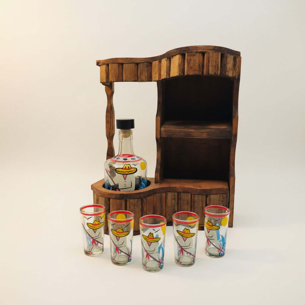 Mexican Tequila Decanter Set | Rustic Cantina Bar Display