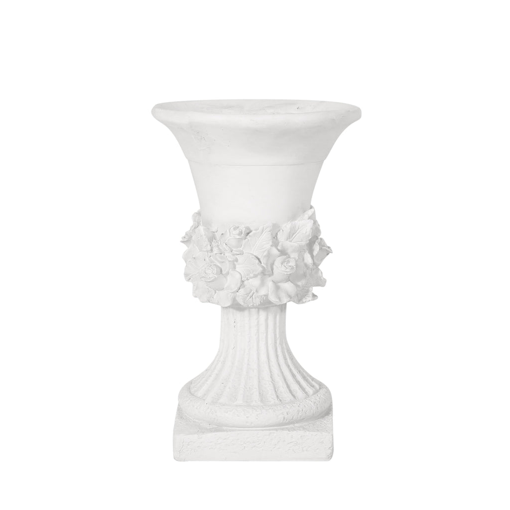 MGO Garden Urn Planter with Handmade Lightweight Concrete - Antique White