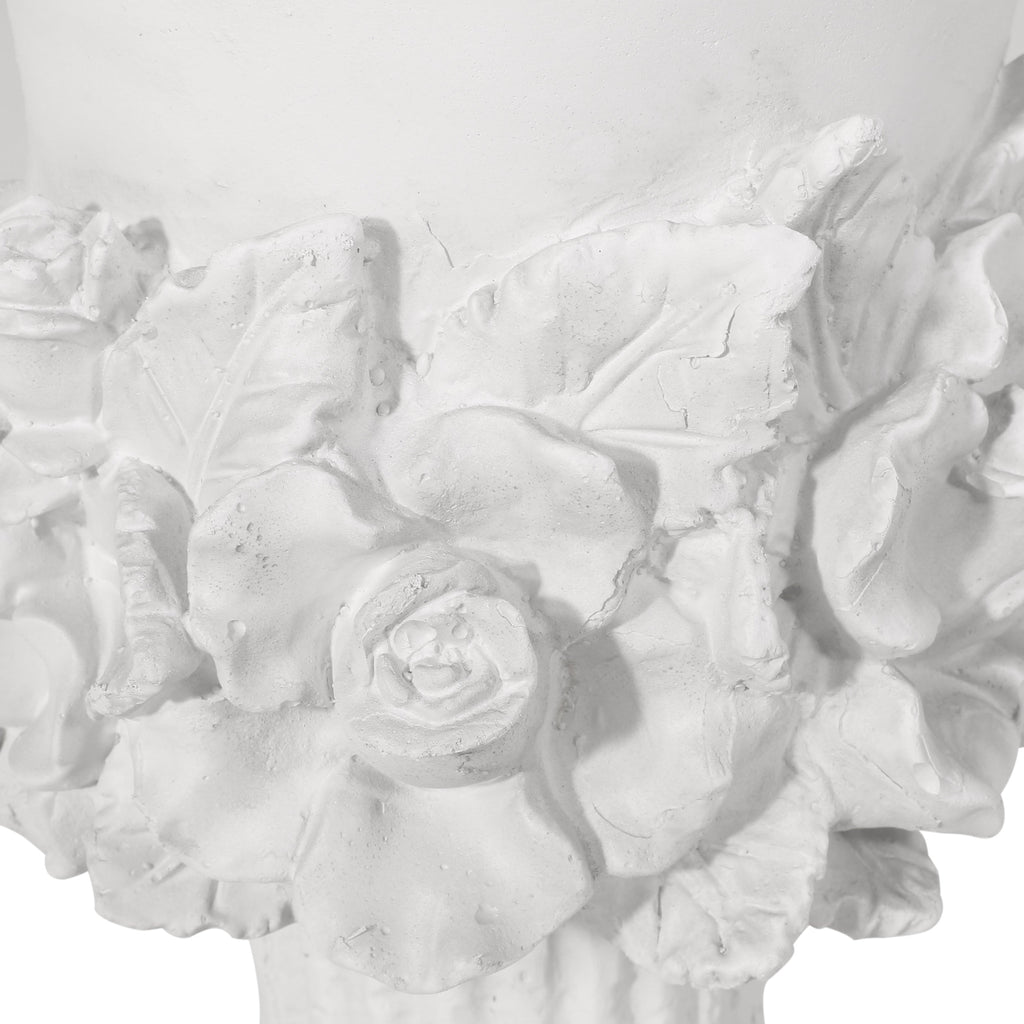 MGO Garden Urn Planter with Handmade Lightweight Concrete - Antique White