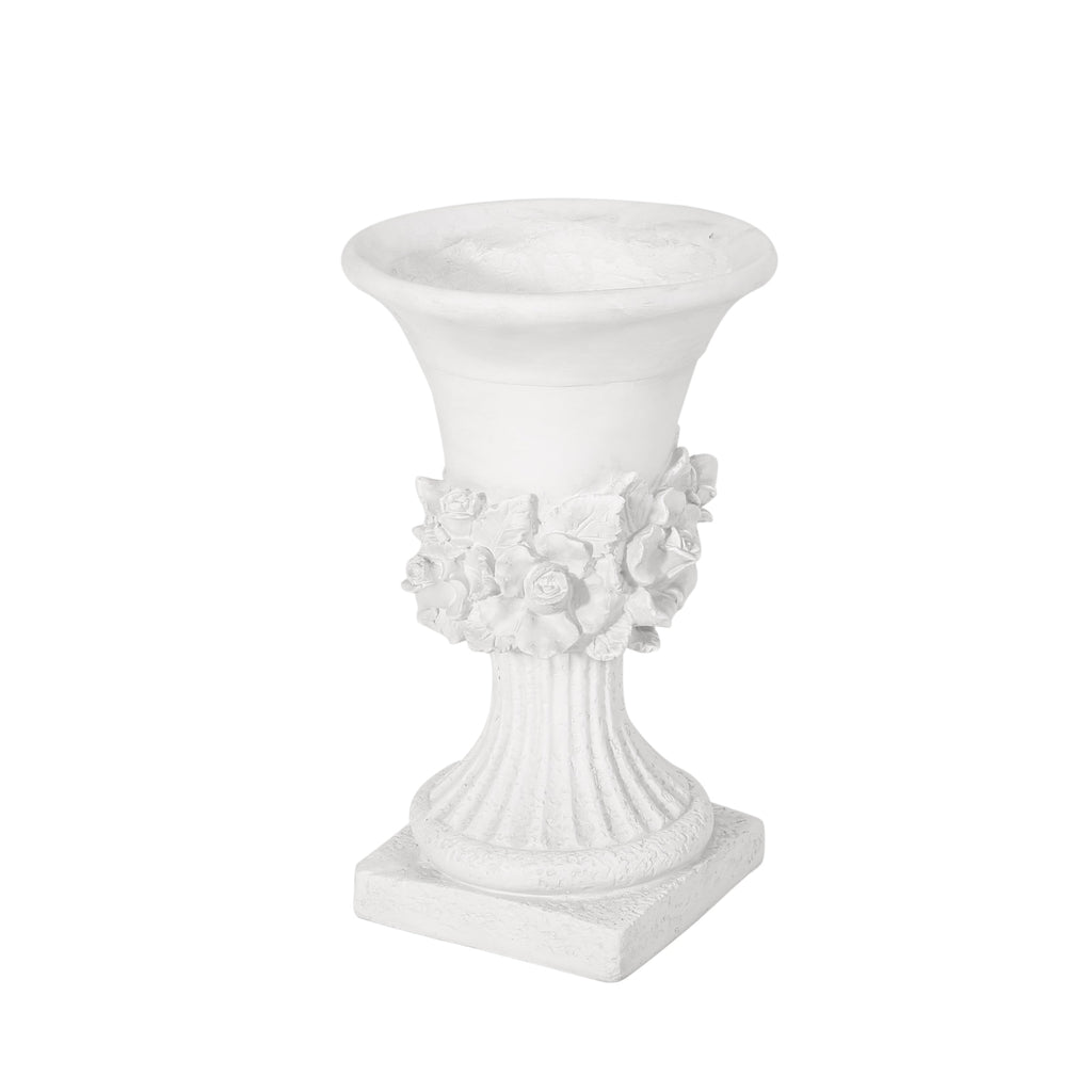 MGO Garden Urn Planter with Handmade Lightweight Concrete - Antique White