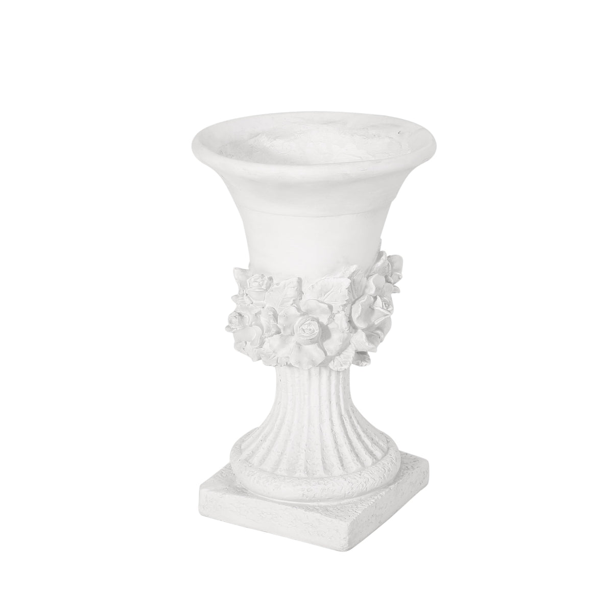 MGO Garden Urn Planter with Handmade Lightweight Concrete - Antique White