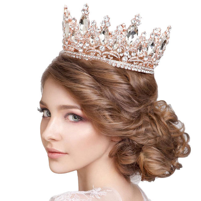 Oval Stone Accented Pageant Crown Tiara